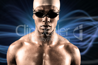 Composite image of swimmer ready to dive