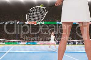 Composite image of athlete playing tennis