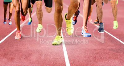 Composite image of close up of sportsman legs running