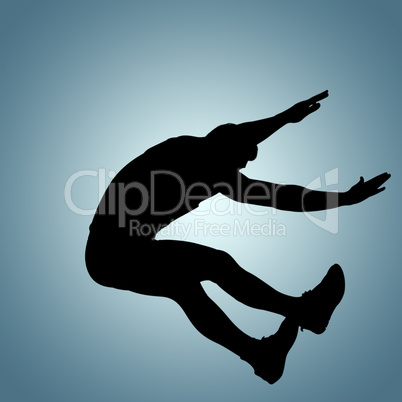 Composite image of portrait of sportsman jumping