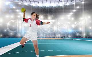 Sportswoman throwing a ball