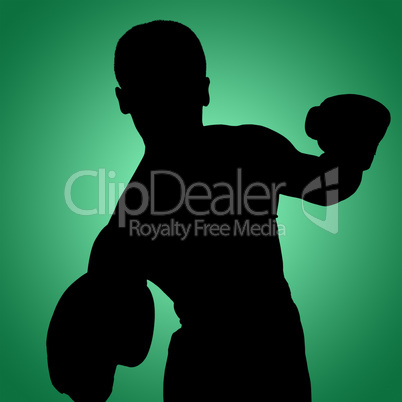 Composite image of portrait of boxer performing boxing stance