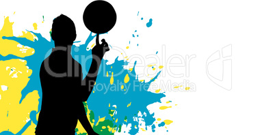 Composite image of sportsman holding a football