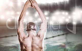 Composite image of swimmer preparing to dive