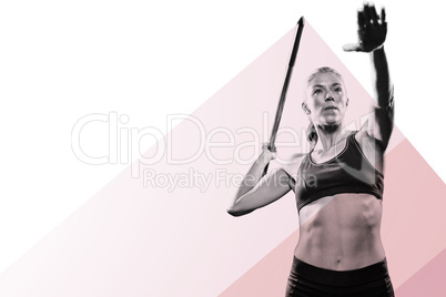 Composite image of athlete preparing to throw javelin