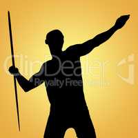 Composite image of sportsman practising the javelin throw