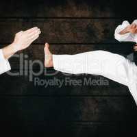 Female athlete practicing judo