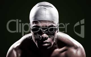 Composite image of swimmer ready to dive