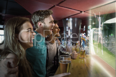 Composite image of friends are watching tennis match