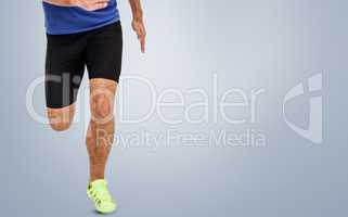 Composite image of athlete feet running on white background