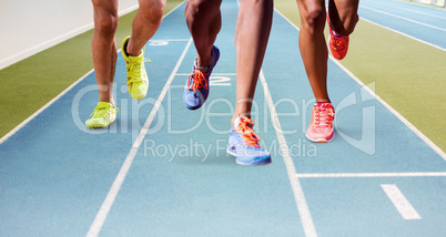 Composite image of close up of sportsman legs running