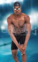 Composite image of swimmer ready to dive