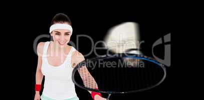 Female athlete playing badminton