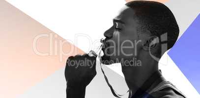 Composite image of sportsman is kissing his medal