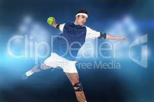 Composite image of sportsman throwing a ball