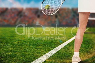 Composite image of athlete is playing tennis