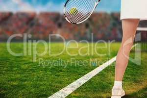 Composite image of athlete is playing tennis