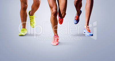 Composite image of close up of sportsman legs running