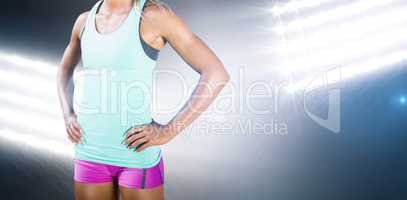Composite image of fit woman posing and smiling