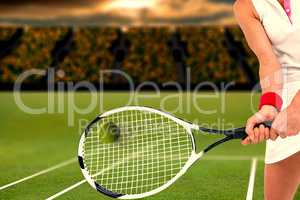 Composite image of athlete is playing tennis