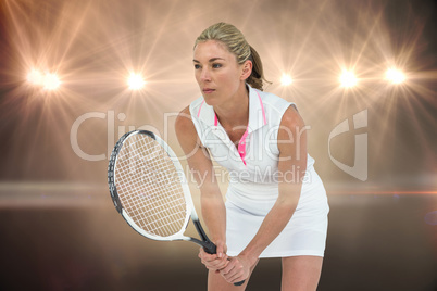 Composite image of athlete playing tennis with a racket