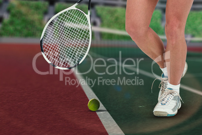 Composite image of athlete playing tennis