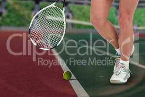 Composite image of athlete playing tennis