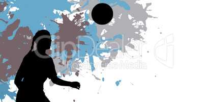 Composite image of woman soccer player waiting the ball