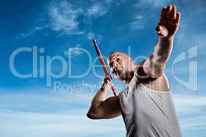 Composite image of athlete preparing to throw javelin