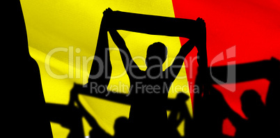 Composite image of silhouettes of football supporters