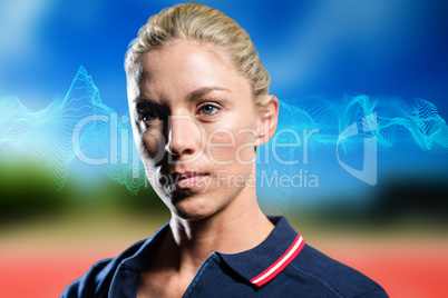 Composite image of close-up of female tennis player