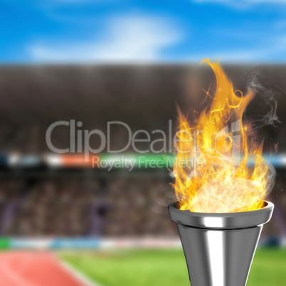 Composite image of the olympic fire