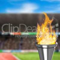 Composite image of the olympic fire