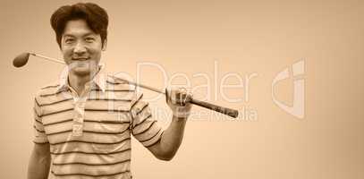 Composite image of man with golf club