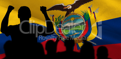 Composite image of silhouettes of football supporters
