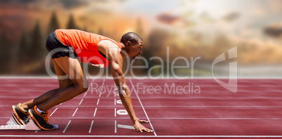 Composite image of of runner preparing for the start