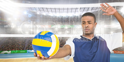 Composite image of sportsman playing a volleyball