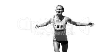 Sportswoman finishing her run