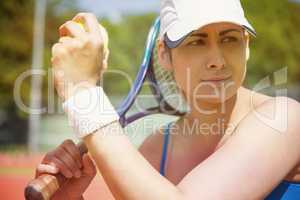 Portrait of sportswoman playing tennis