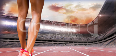 Composite image of close up of sporty legs