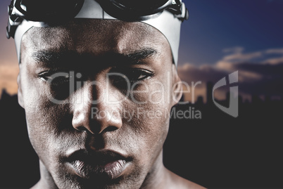 Composite image of portrait of swimmer in swimmingÂ go