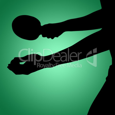 Composite image of male athlete playing table tennis