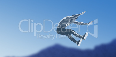 Composite image of sportsman is jumping