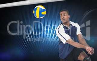 Composite image of sportsman playing volleyball