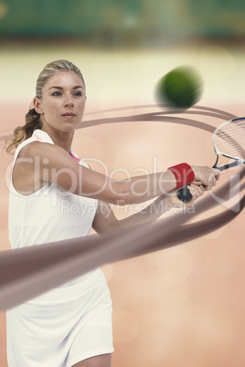 Composite image of athlete playing tennis