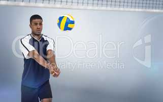 Composite image of sportsman playing volleyball