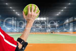 Sportswoman holding a ball