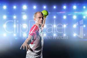 Composite image of sportsman throwing a ball