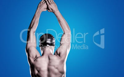 Composite image of swimmer preparing to dive