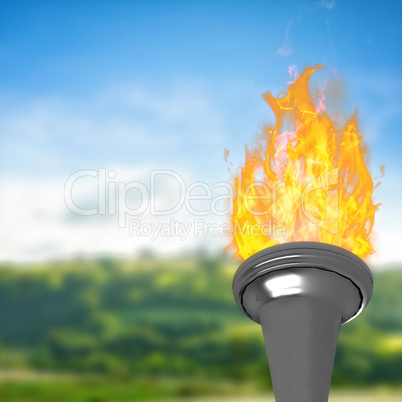 Composite image of the olympic fire